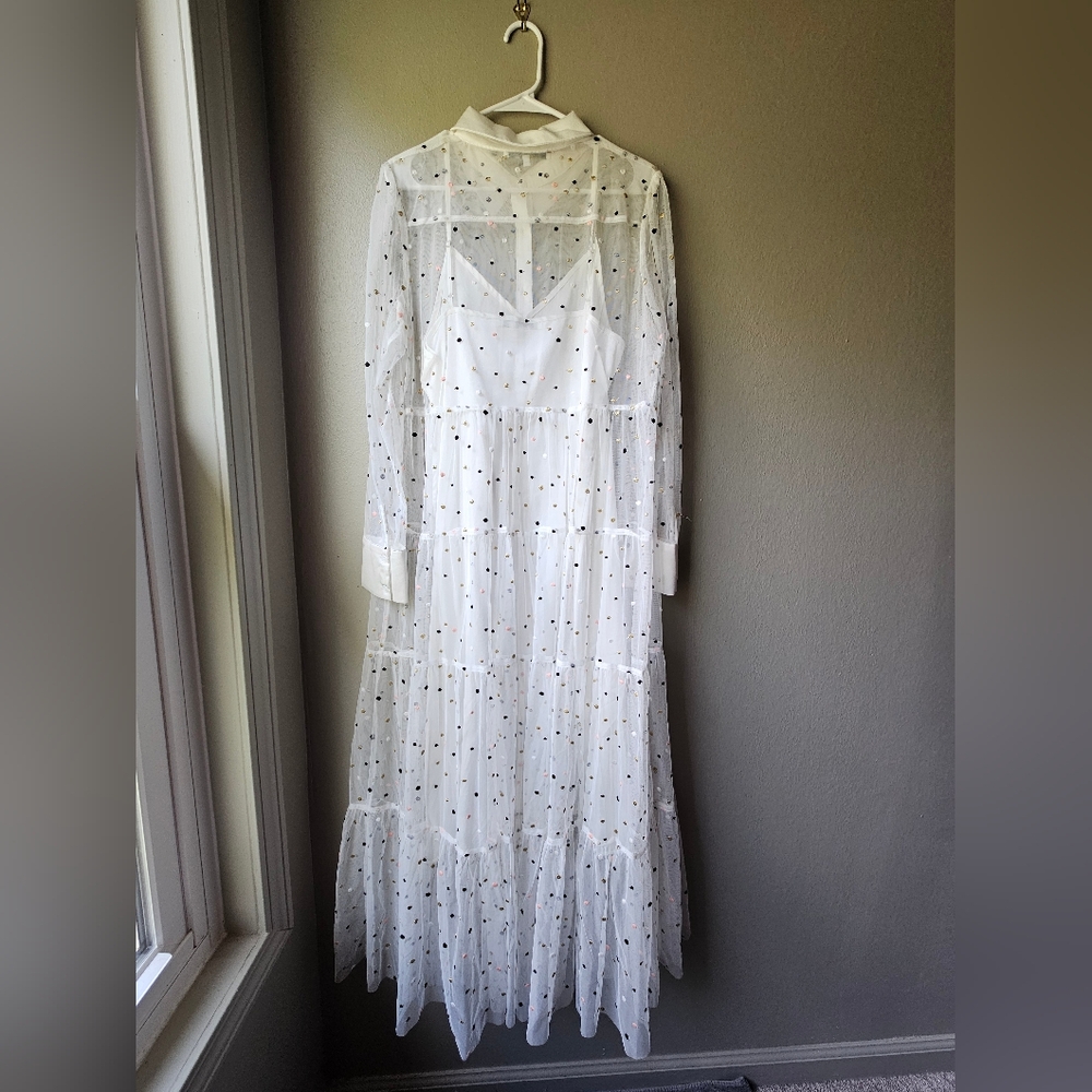 English Factory Sheer White Maxi Dress Large - Picture 7 of 8